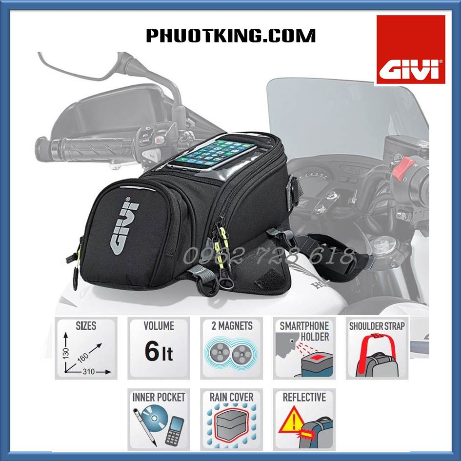 Túi hít bình xăng xe máy Givi EA106B- kèm bọc chống nước