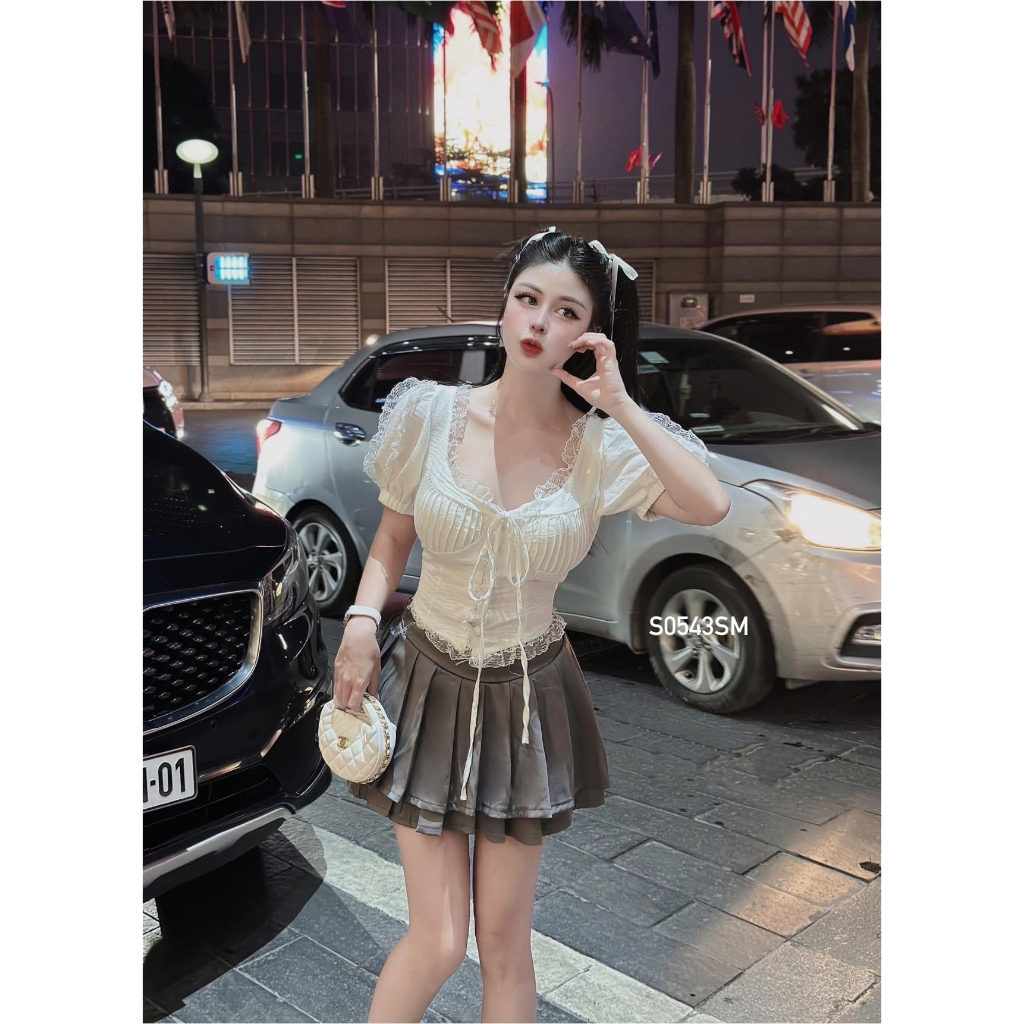 Set váy nữ kèm áo ren cài nút | Set váy nữ thiết kế sang trọng | Set váy đi chơi