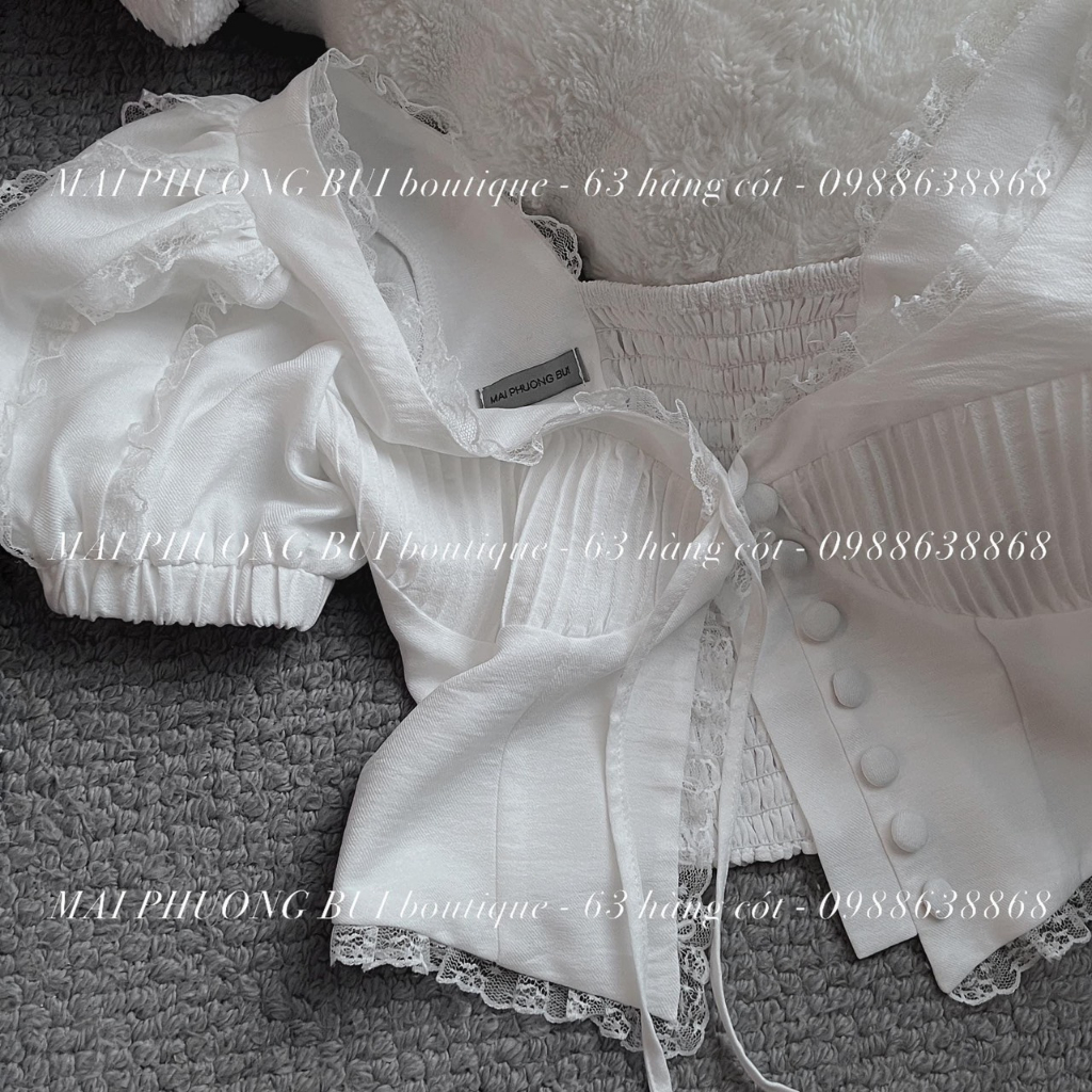 Set váy nữ kèm áo ren cài nút | Set váy nữ thiết kế sang trọng | Set váy đi chơi