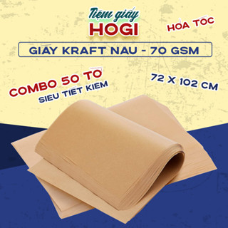50 tờ giấy xi măng gói quà, giấy kraft gói hoa gói hàng HOGI dày 70gsm  kích thước 72x102 đa năng