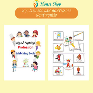 Học Liệu Bóc Dán Chủ Đề Nghề Nghiệp Montessori Cho bé Từ 0-5 tuổi - [Matching Book]
