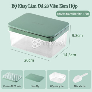 Khay Làm Đá Bi 28 Viên Kèm Hộp Đựng Và Thìa Xúc - Khuôn Nhựa Làm Đá Viên, Làm Thạch Rau Câu Để Tủ Lạnh