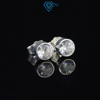  Khuyên tai bạc thật đính đá trắng nụ tròn 5ly cho nam sang trọng BTA0083 - Trang Sức TNJ 