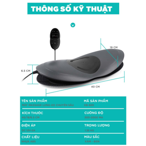 Máy Massage Trị Liệu Lưng, Hông, Eo Cao Cấp WILTON- Chuyên Sâu Thắt Lưng, Cột Sống - Bảo Hành 12 tháng