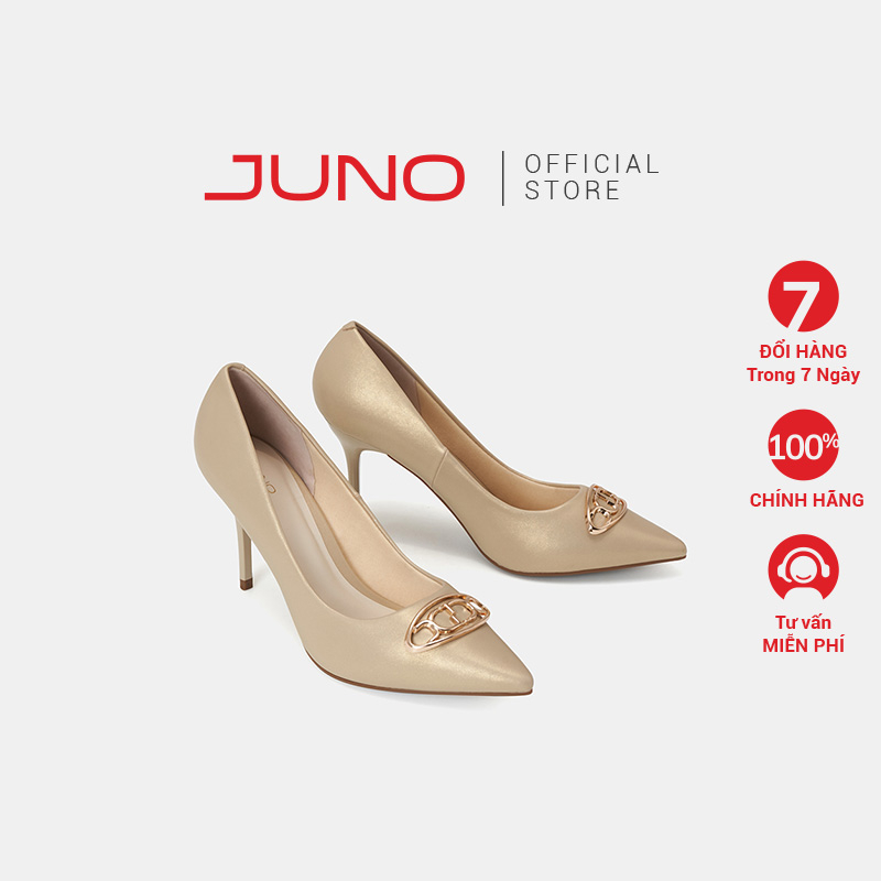 Giày Cao Gót Nữ 9cm Thời Trang JUNO Bít Mũi Khoá Trang Trí CG09159