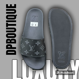 - dép quai ngang l.v monograms màu đen cao cấp - dép quai ngang nam nữ l.v full box