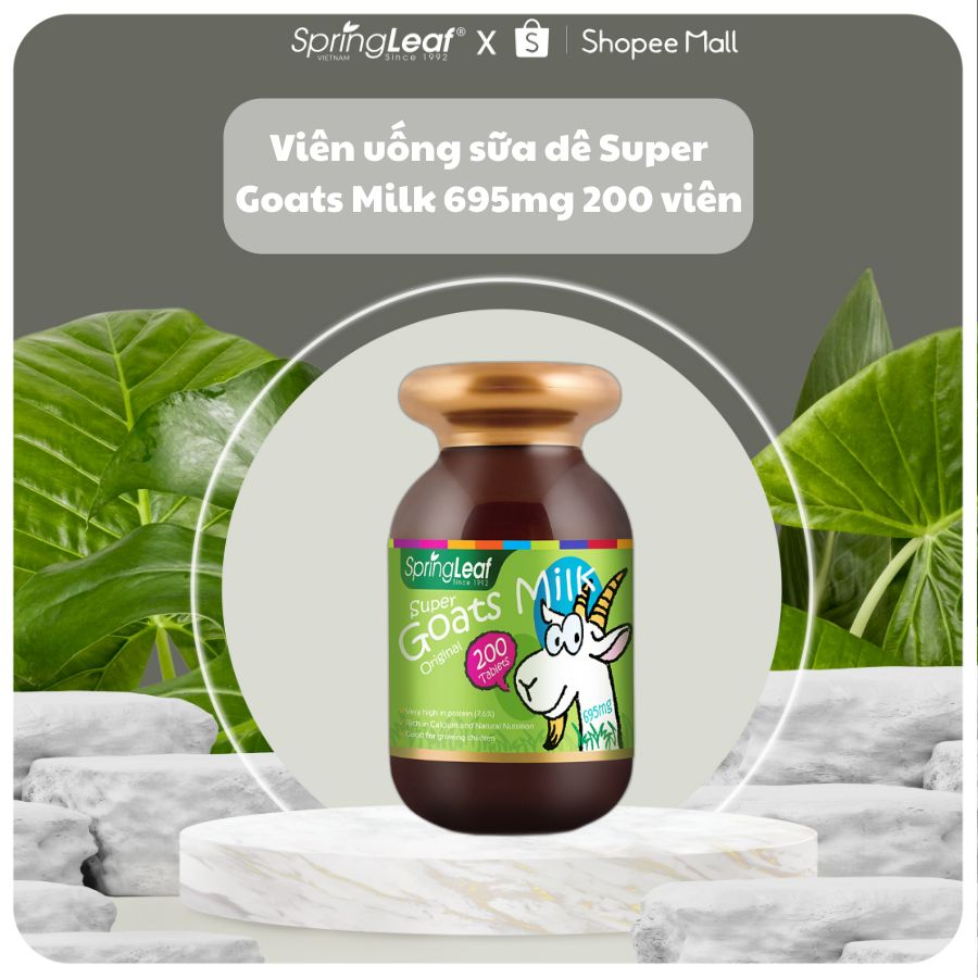 Viên nhai sữa dê cung cấp canxi, thích hợp cho người không dung nạp lactose SpringLeaf Super Goat Milk 200 viên