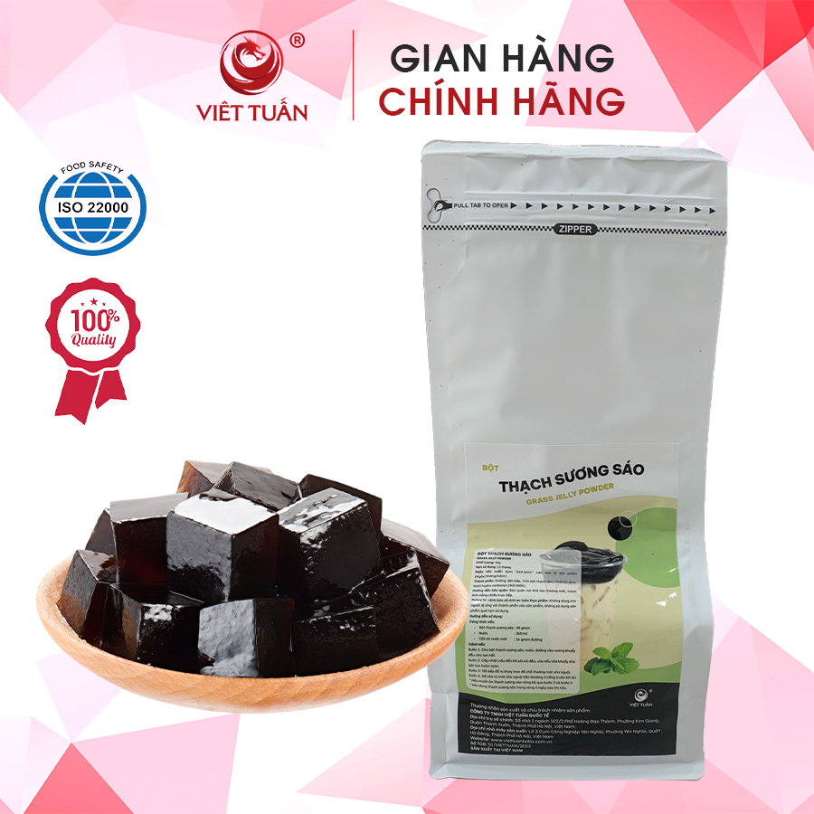 Bột Thạch Sương Sáo Việt Tuấn Gói 1kg - Sương Sáo Thanh Mát, Dai Ngon, Dẻo Mịn