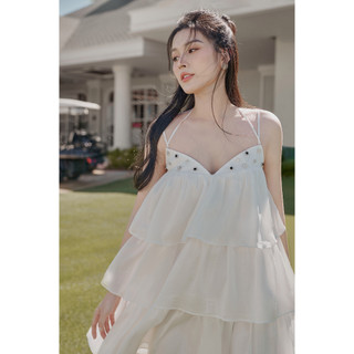 DEELUCID - KAYLIN DRESS ( Đầm trắng kết đá 3 tầng )