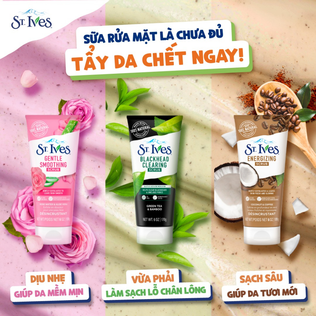Sữa rửa mặt tẩy tế bào chết St.Ives Cafe và Dừa 170g