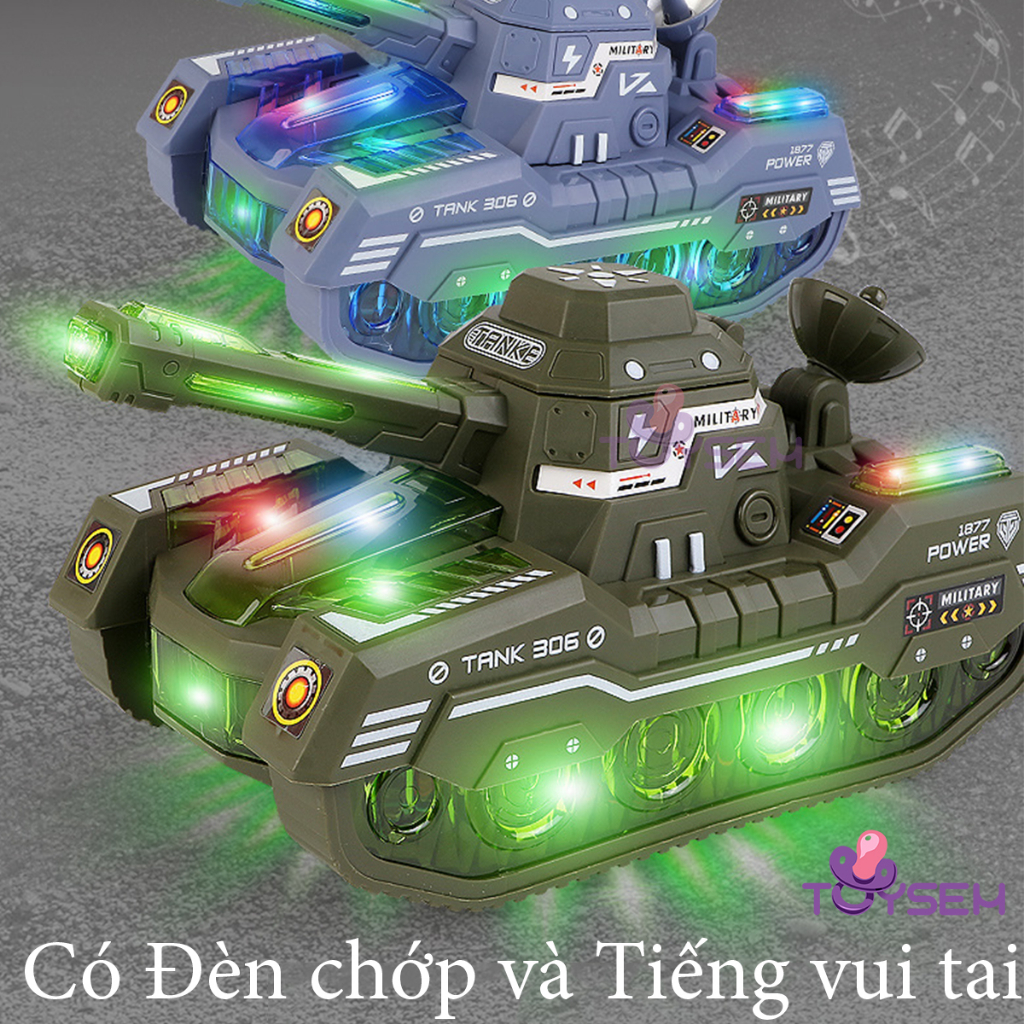 Đồ chơi xe tăng có đèn và nhạc tránh vật cản kèm theo 3 chiếc xe tăng nhỏ - Quà tặng sinh nhật cho bé