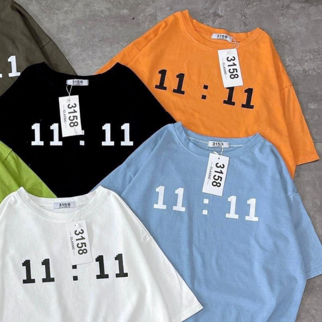 Áo thun nam nữ mẫu "11:11" áo phông cotton 3158