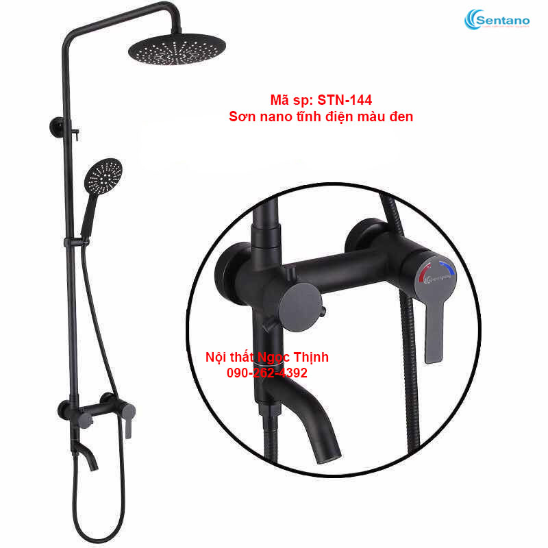 Bộ sen cây tắm nóng lạnh tròn STN-144 Nano Đen bền bỉ, chống bám bẩn