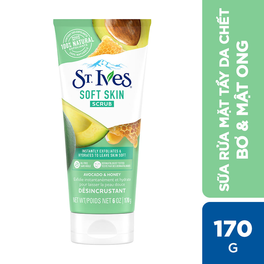 Sữa rửa mặt tẩy tết bào chết St.Ives bơ và mật ong 170g