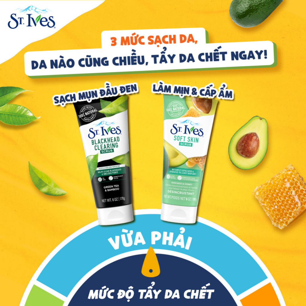 Sữa rửa mặt tẩy tế bào chết ngừa mụn St.Ives Trà Xanh 170g