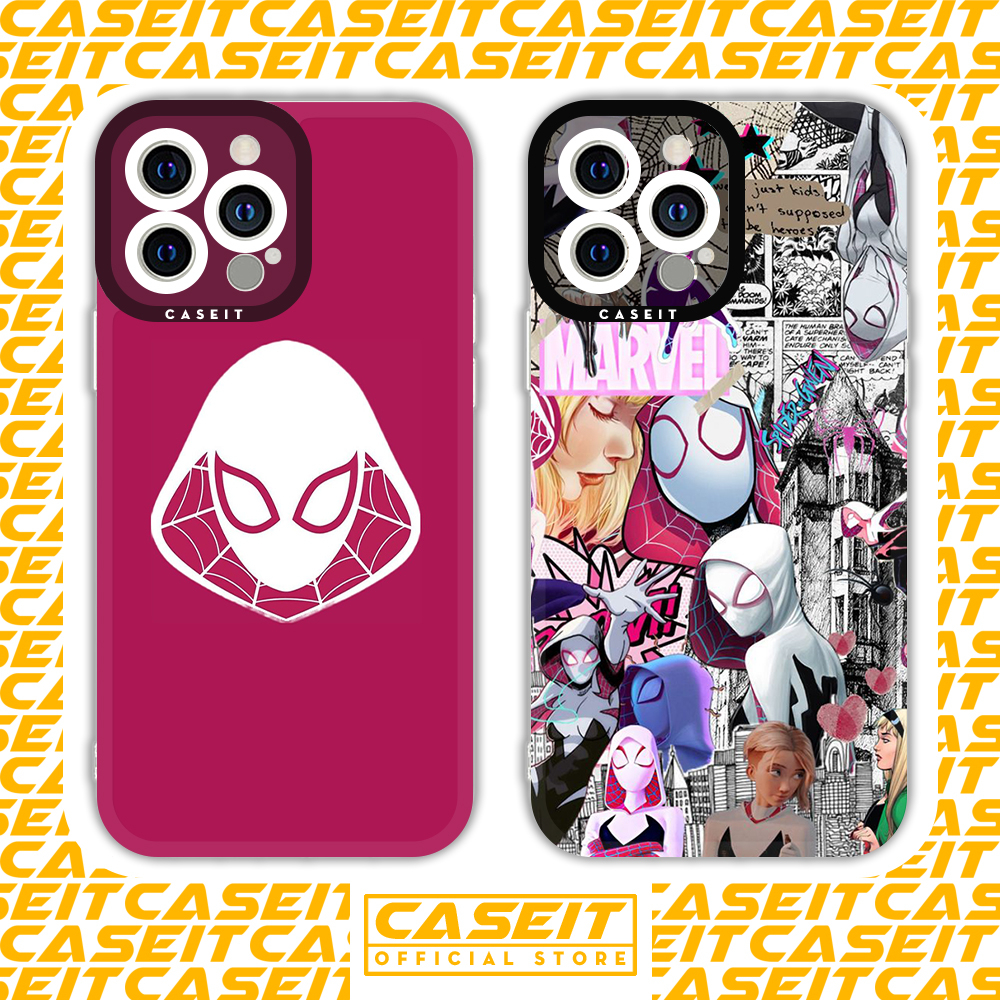 Ốp lưng iphone cạnh vuông Caseit Spider Gwen marvell hiphop aesthetic 8/8plus/x/xs/11/12/13/14/pro/max/plus/promax