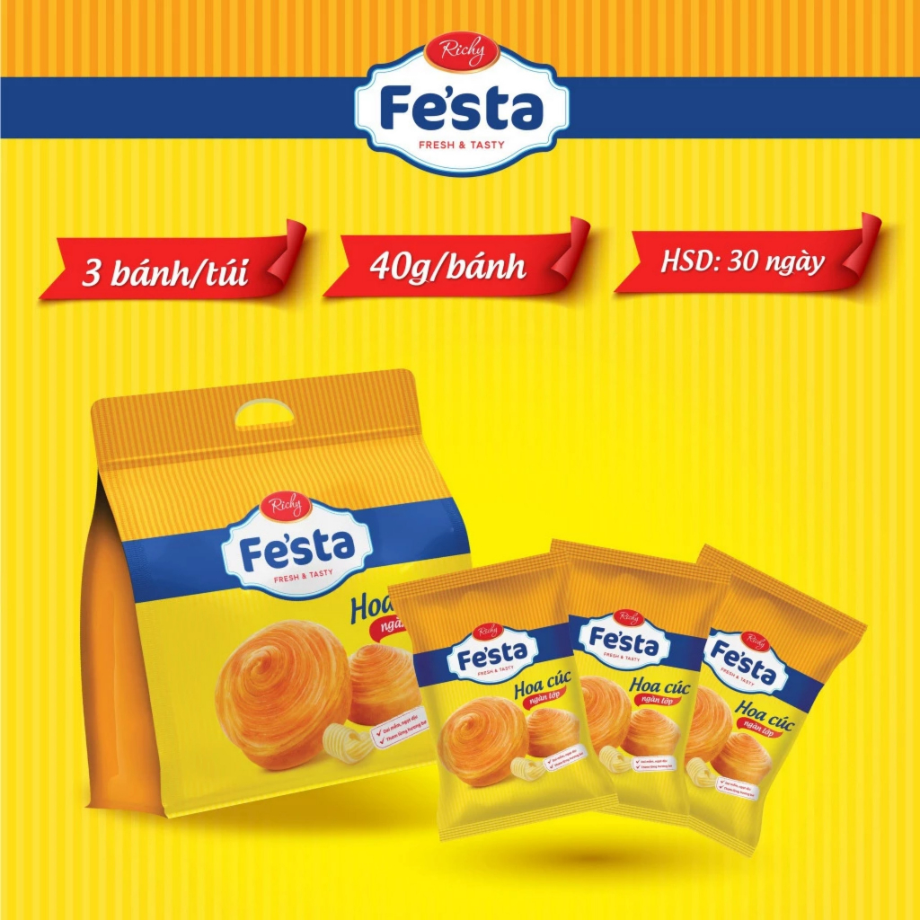 Bánh mỳ hoa cúc Festa gói 120g gồm 3 cái