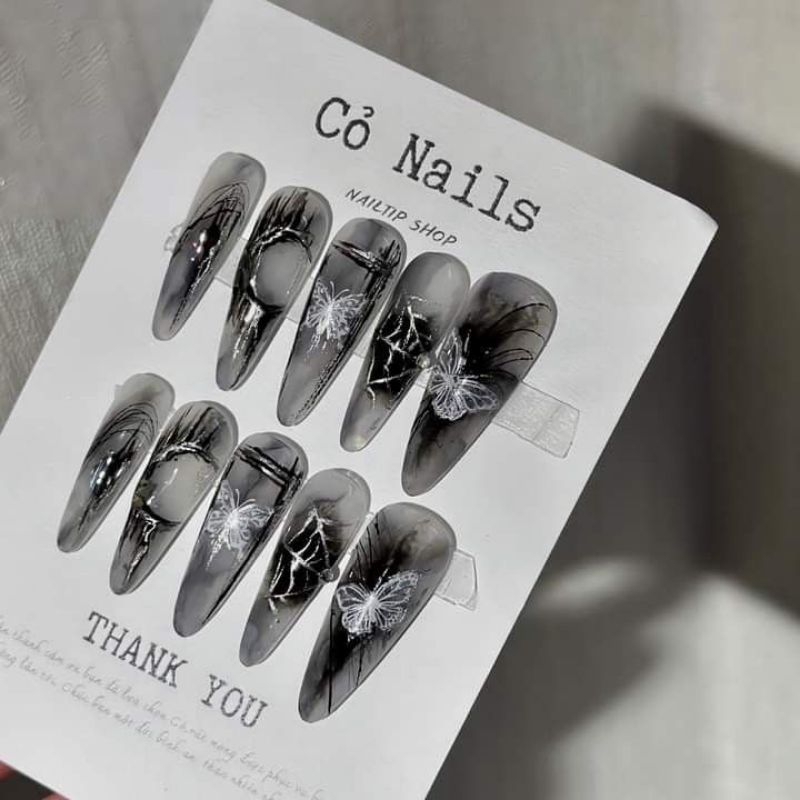 nail box móng thiết kế đính tráng gương
