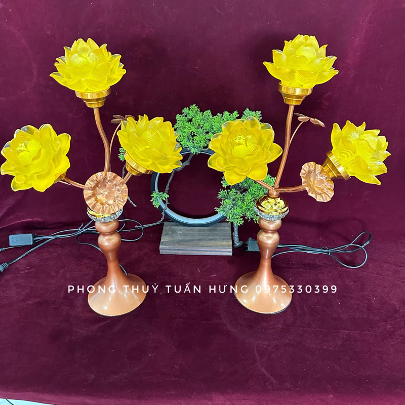 Đèn thờ sen lưu ly 3 bông 1 cây đèn,ảnh thật, hàng loại 1