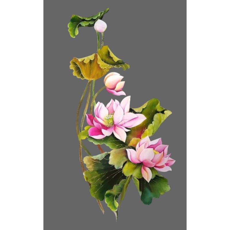 Hình ủi ép nhiệt, in áo. Mẫu Hoa sen HS5 in áo dài, váy yếm, áo bà ba cho mẹ và bé