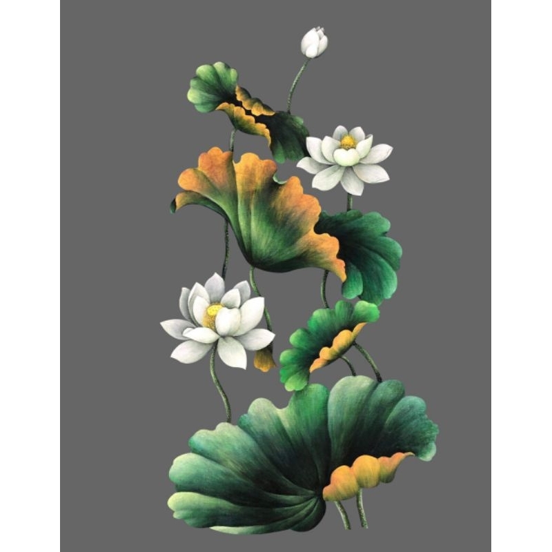 Hình ủi ép nhiệt, in áo. Mẫu Hoa sen HS5 in áo dài, váy yếm, áo bà ba cho mẹ và bé