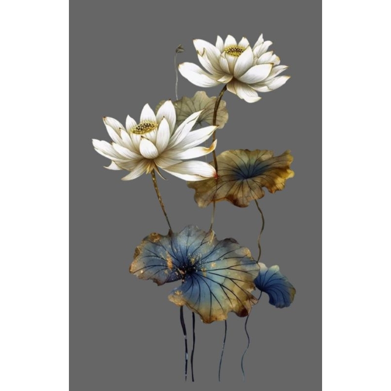 Hình ủi ép nhiệt, in áo. Mẫu Hoa sen HS5 in áo dài, váy yếm, áo bà ba cho mẹ và bé