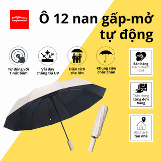 Ô Gấp Gọn Tự Động 12 Nan Che Nắng Che Mưa Chống Tia UV Đóng Mở Tự Động