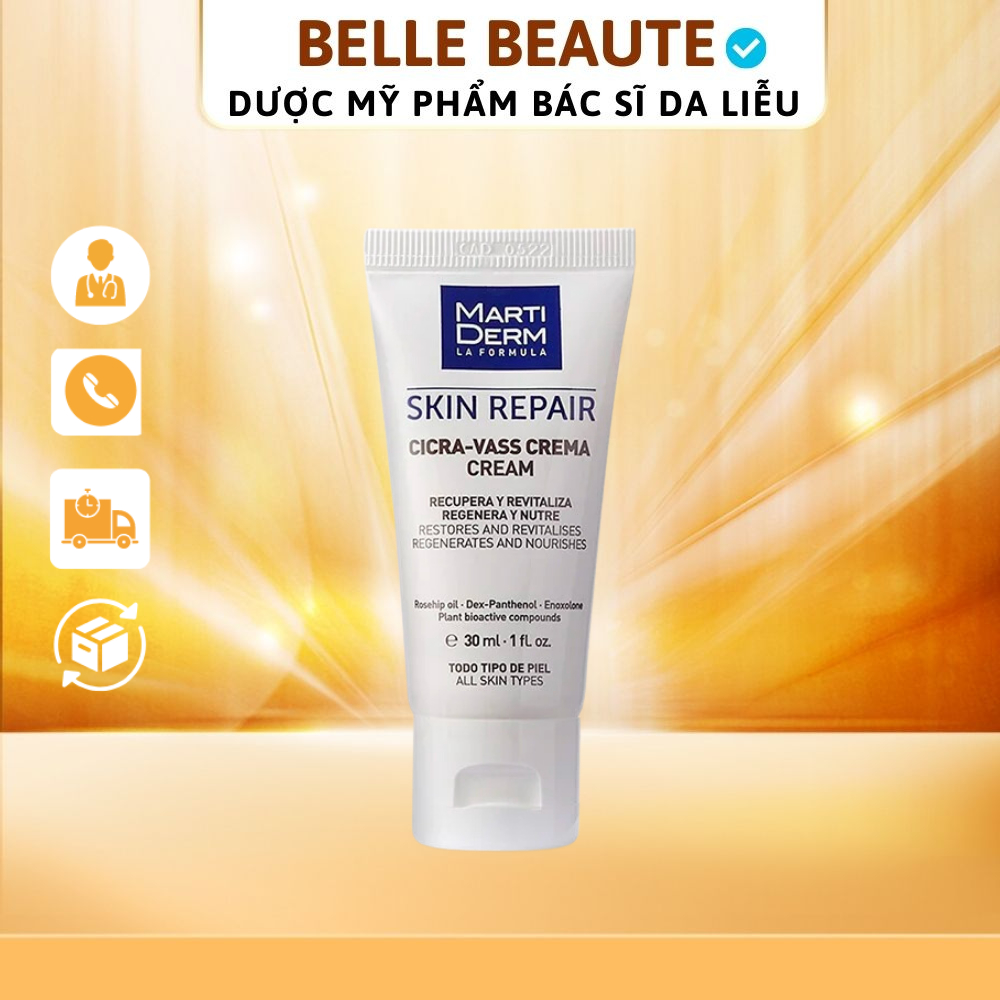 Kem Dưỡng Tái Tạo & Phục Hồi Da Nhạy Cảm - MartiDerm Skin Repair Cicra Vass Cream 30g