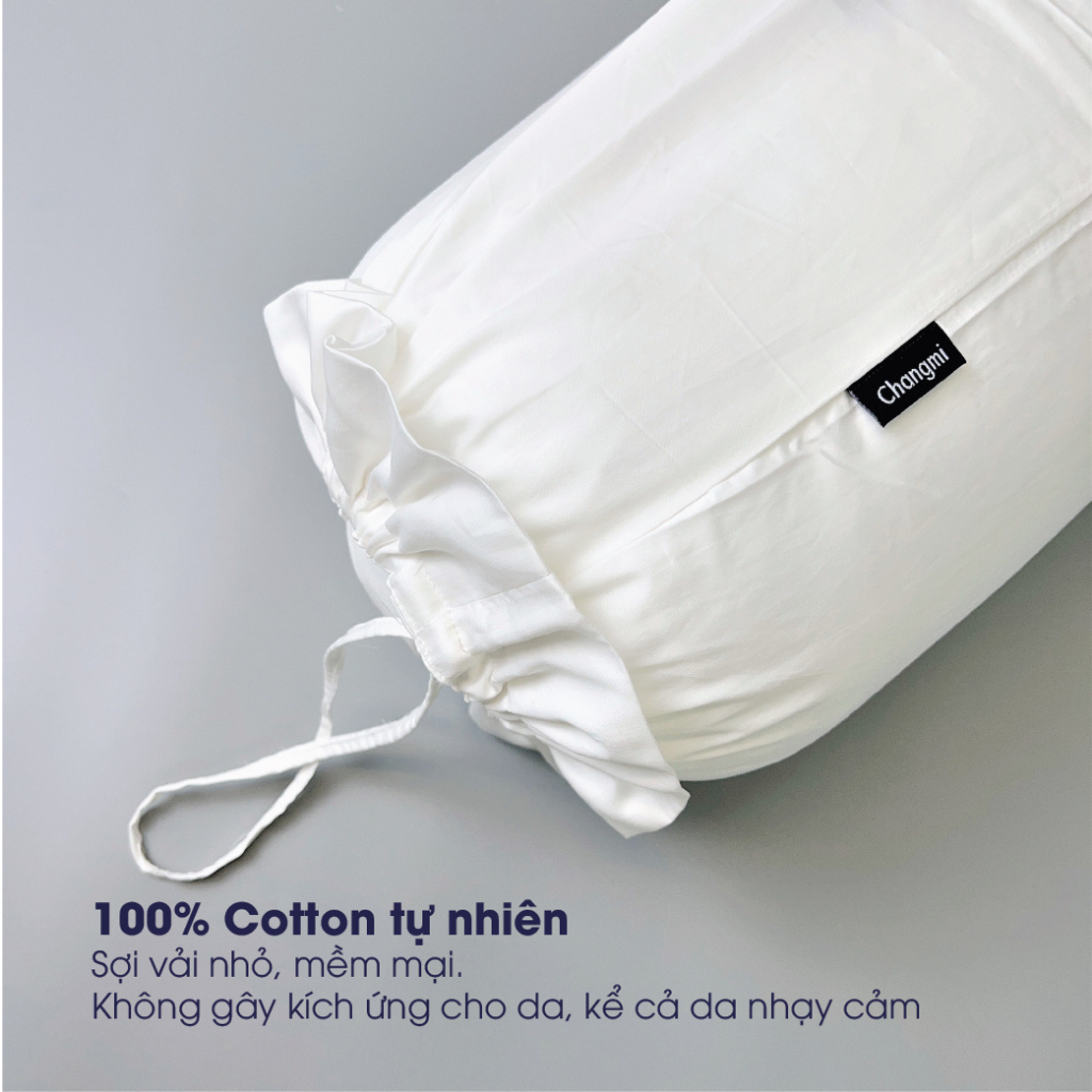 Vỏ Gối Ôm trắng trơn 100% Cotton lụa tự nhiên Changmi Bedding - 40 x 110 cm (1 chiếc)