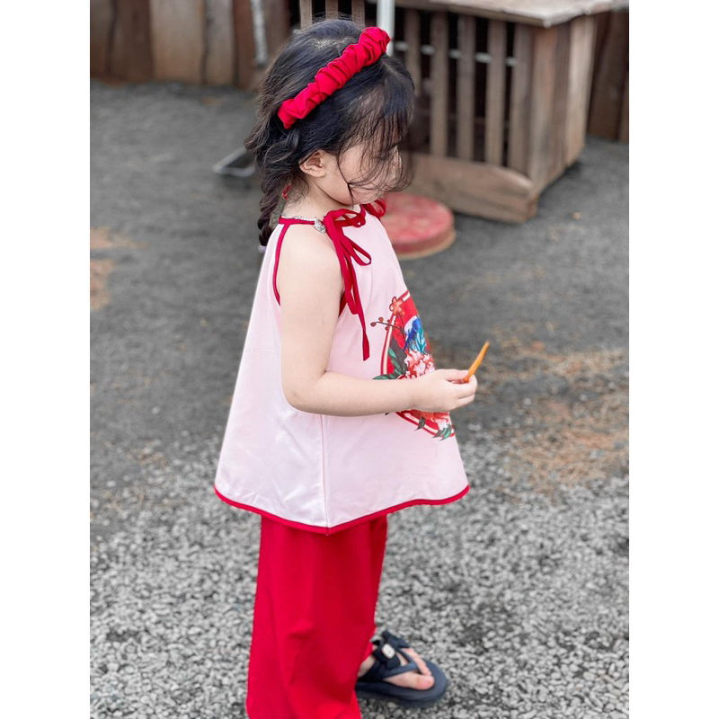 Set áo hoạ tiết kèm quần suông hoặc váy cho bé