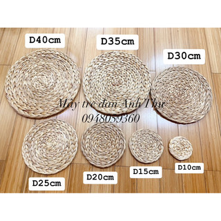 Lót lục bình ,thảm cói tròn, tấm lót bèo vintage size 10cm - 40cm