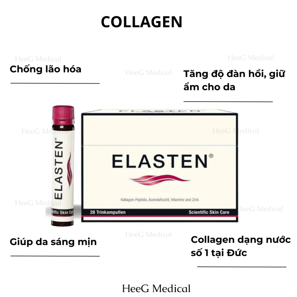 Collagen Elasten Giúp Da Căng Mịn, Chống Lão Hóa, Tóc Chắc Khỏe - Collagen Số 1 Tại Đức 28 ống x 25ml