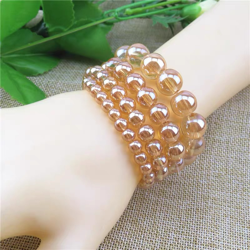 Vòng Tay Chuỗi Hạt Nam Nữ Chất Liệu Đá Opal Vân Tóc Ánh Kim