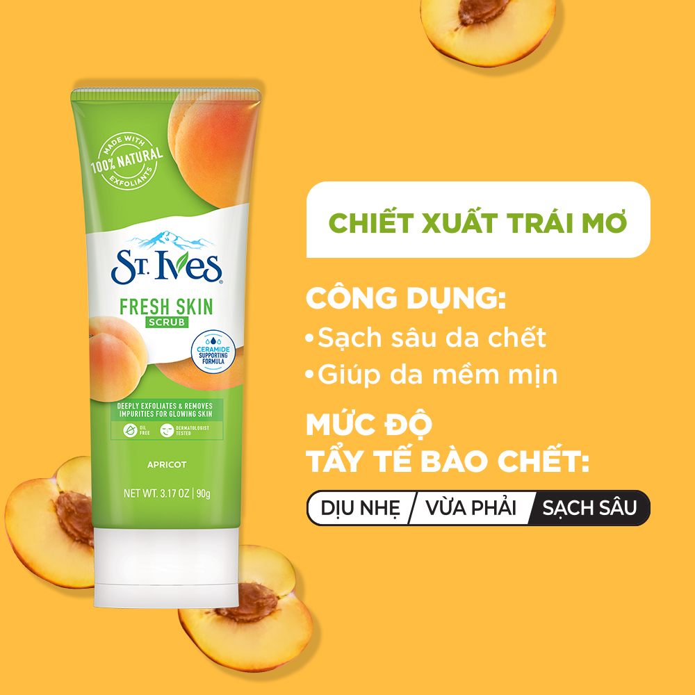 Sữa rửa mặt tẩy tế bào da chết St.Ives chiết xuất Trái Mơ 90G