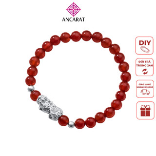 Vòng đá mã não mix charm tỳ hưu tài lộc Ancarat
