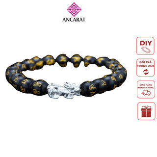 Vòng đá khắc chữ mix charm tỳ hưu bạc Ancarat