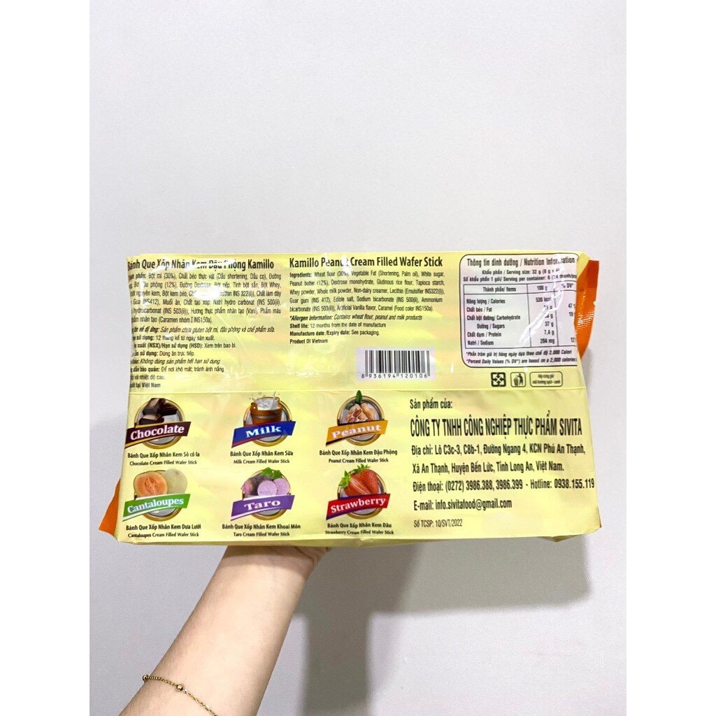 Bánh Que Xốp Nhân Kem Đậu Phộng Kamillo