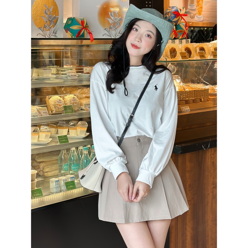 Áo Thun Tay Dài Phồng - 6716 - Thêu Ngựa