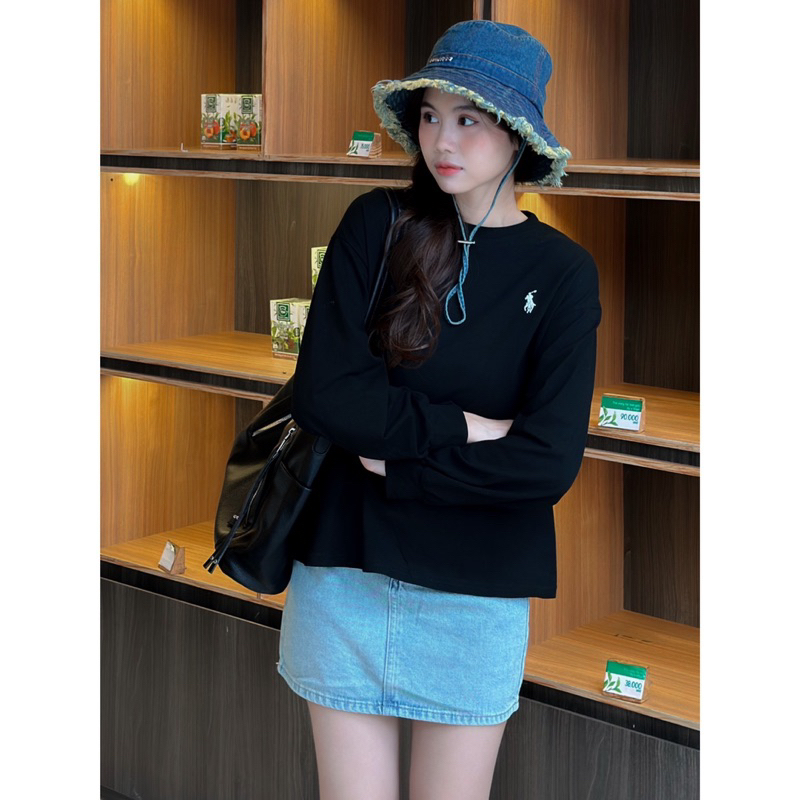 Áo Thun Tay Dài Phồng - 6716 - Thêu Ngựa