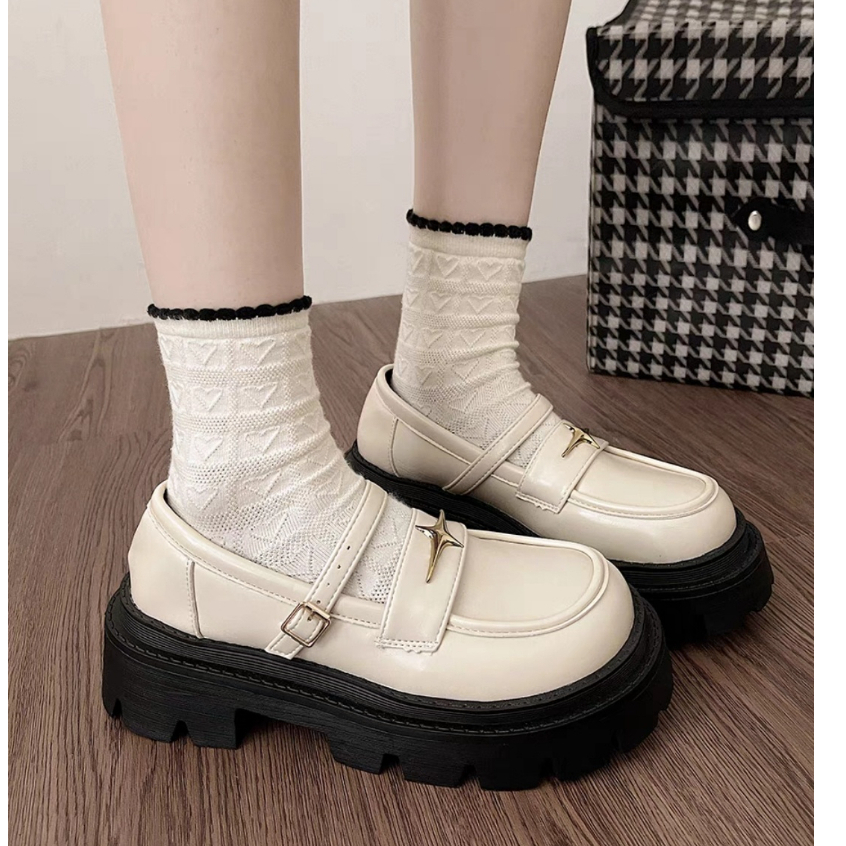 Giày búp bê nữ bản đẹp Mi fullbox đế cao 5cm da mềm nịnh chân