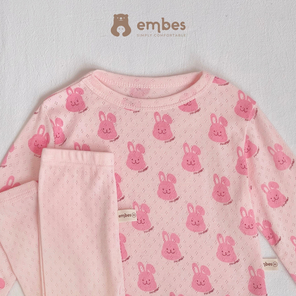 Bộ thu đông cho bé gái, bộ dài tay cho bé gái Embes từ 9-19kg