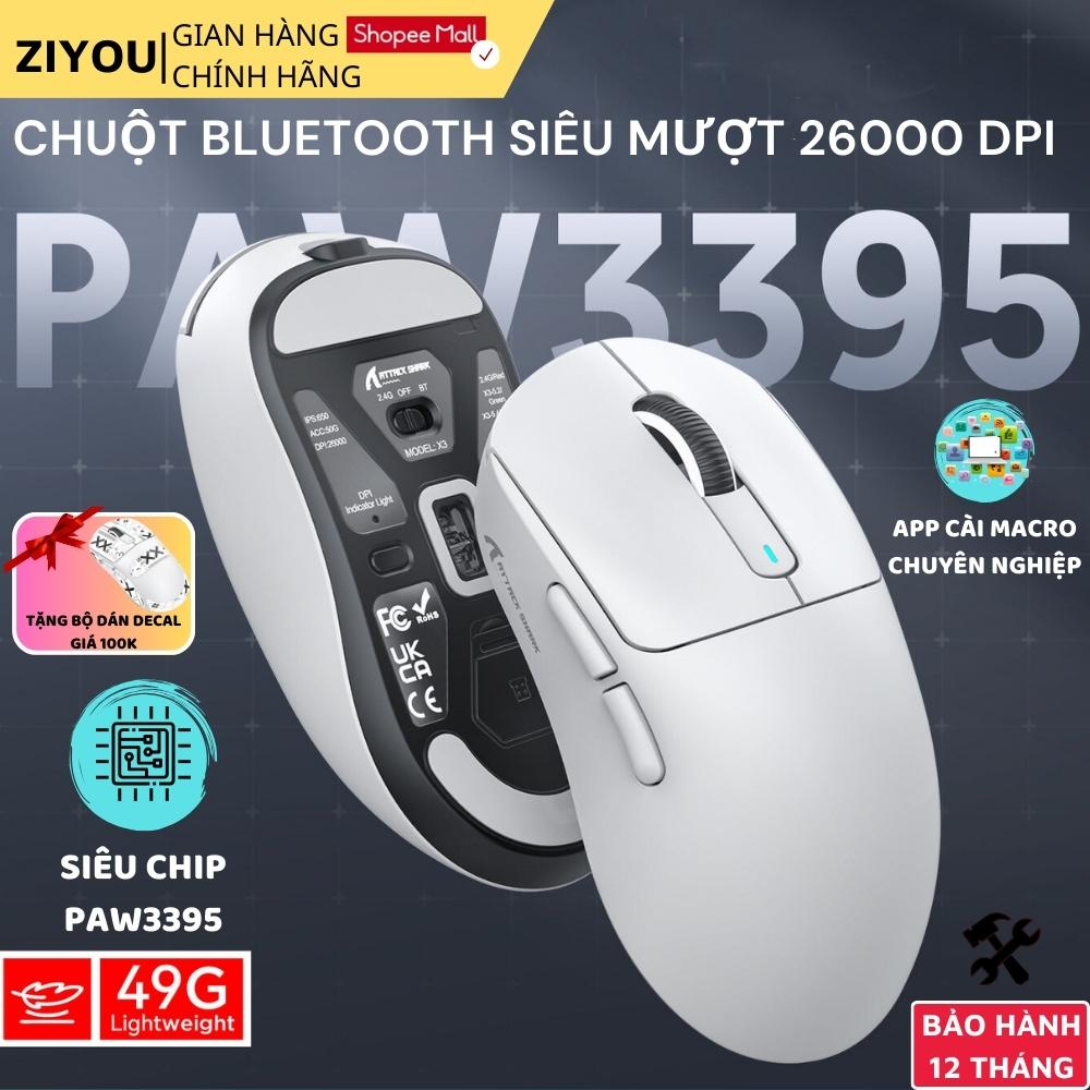 Chuột Bluetooth Không Dây Siêu Nhẹ Chip PAW3395 Ziyou X3 Attack Gaming Công Nghệ Cảm Biến Cao Cấp