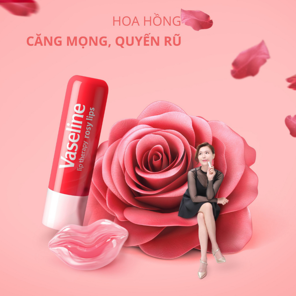 Combo 2 son dưỡng môi Vaseline dạng thỏi Lip Therapy Stick: Mềm Mịn Original và Hồng Xinh Rosy Lips (4.8g x2)