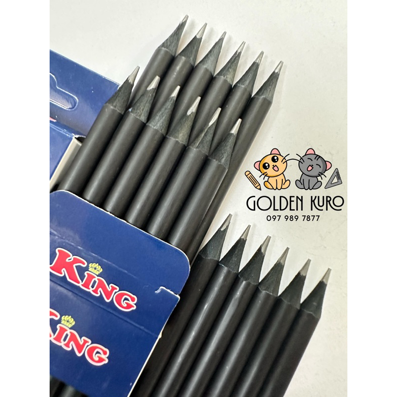 Hộp 12 cây Chì gỗ đen King 2B BLACK-NEON KC-8800