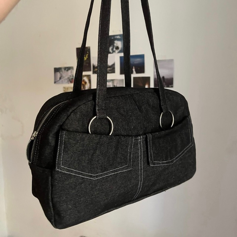 BRUNCH BAG - Túi đeo vai denim dáng hộp basic dễ phối