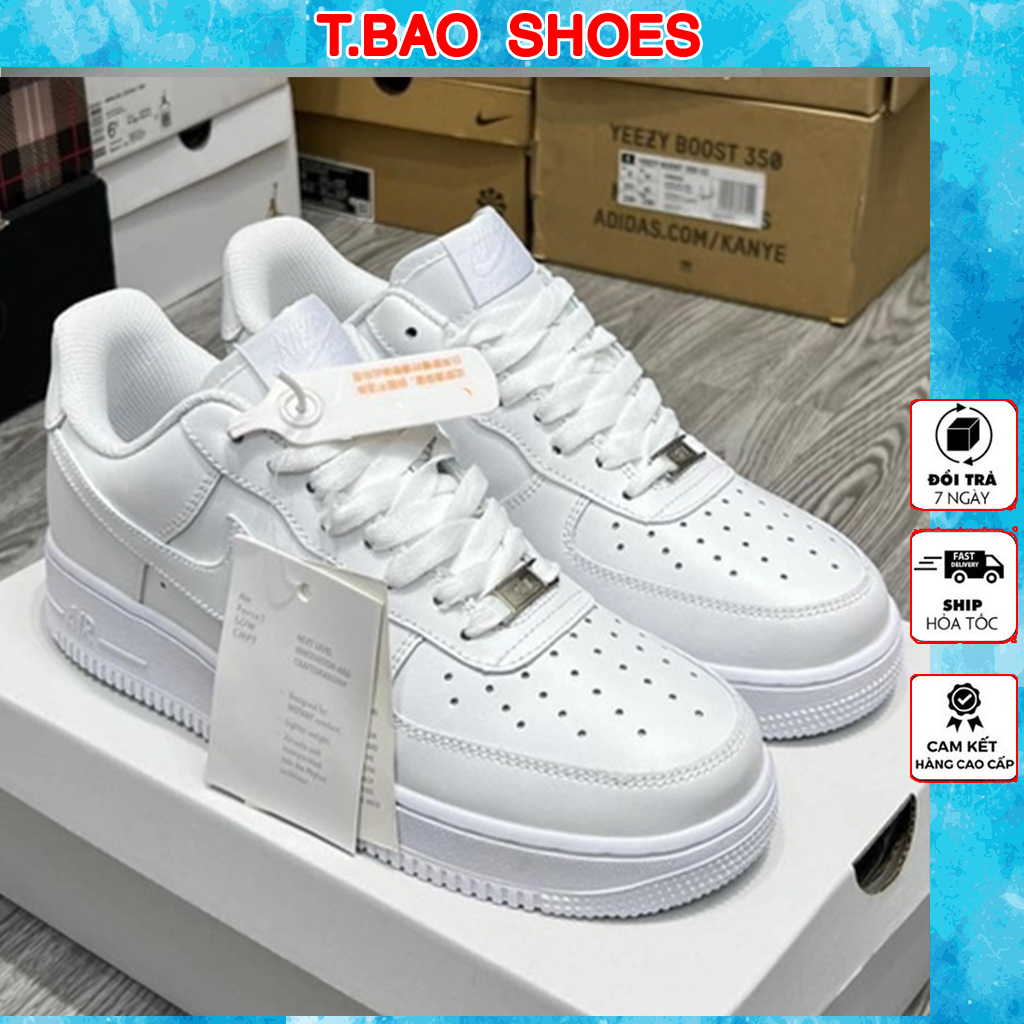 Giày _Nike Trắng Air Force 1 Nam Nữ, Giày AF1 Cổ Thấp Cao Cấp Full Size Nam Nữ