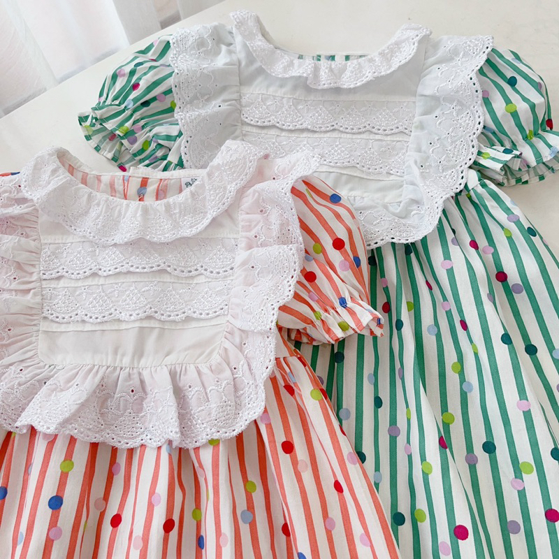 Váy cổ ren nơ eo 1191 op.kids