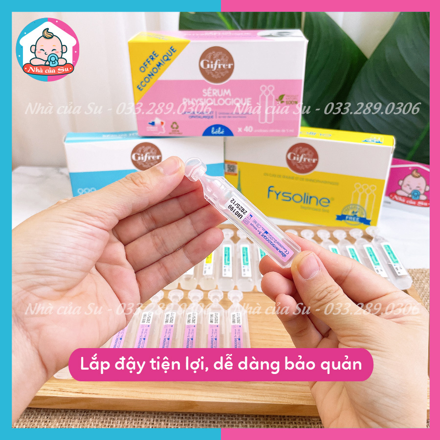 Nước muối sinh lý Gifrer Pháp, Fysoline, Physiodose Chính hãng, Tép muối vệ sinh mắt, mũi cho bé NHÀ CỦA SU