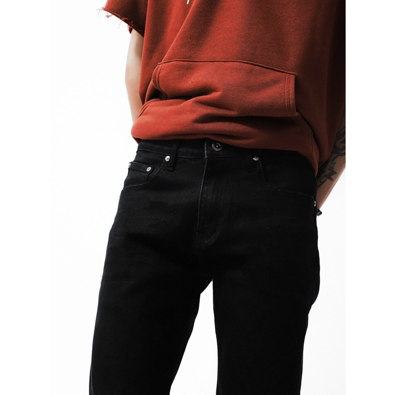 QUẦN JEANS DEFOXX - MÀU ĐEN - FORM SLIMFIT - RÁCH & TRƠN