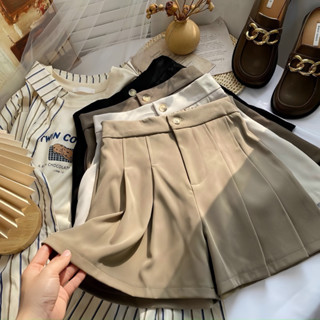 Quần short nữ cạp cao lưng thun ống rộng mỏng ngoài xếp ly giản dị M306